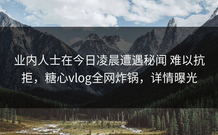 业内人士在今日凌晨遭遇秘闻 难以抗拒，糖心vlog全网炸锅，详情曝光