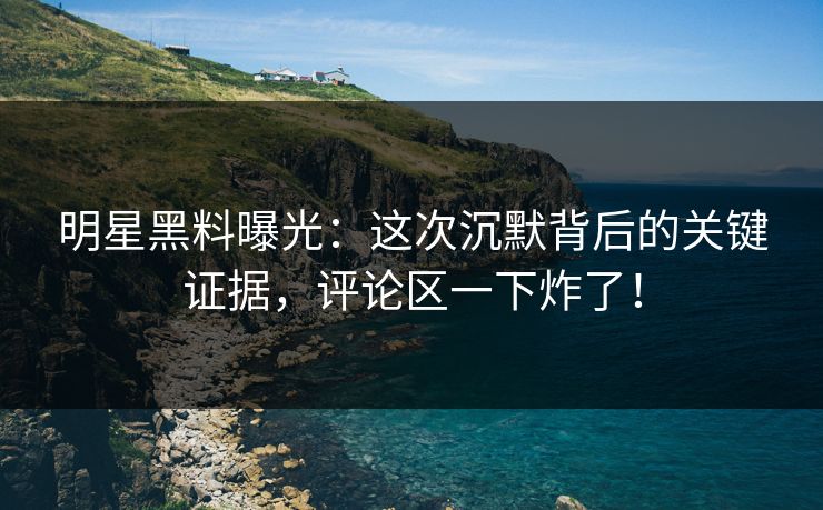 明星黑料曝光：这次沉默背后的关键证据，评论区一下炸了！