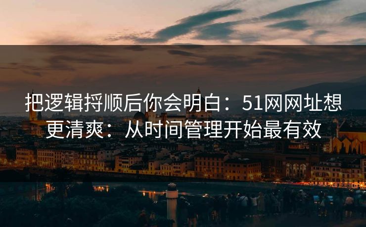 把逻辑捋顺后你会明白：51网网址想更清爽：从时间管理开始最有效